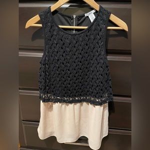 BAR III Sleeveless Black & Pink Tank Top Small